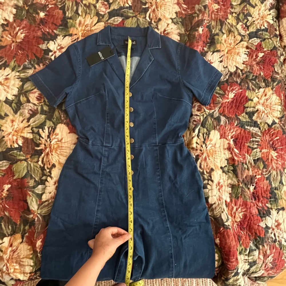MIXED Stretch Denim Jumpsuit - Picture 5 of 7